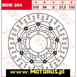 Tarcza hamulcowa przód pływająca, 310/94x5mm 6x110mm, średnica otworów mocujących 6,5mm, odsadzenie