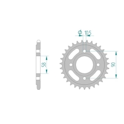 AFAM 10218-31 zębów zębatka TYŁ stalowa C45N hartowana indukcyjnie, 520 standard galwanizowana, srebrna MOTORUS.PL