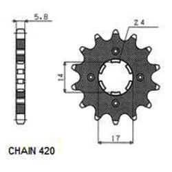 SUNSTAR SUNF102-14 zębów zębatka napędowa PRZÓD sklep motocyklowy MOTORUS.PL