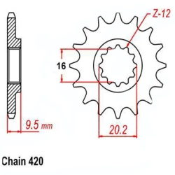 SUNSTAR SUNF110-14 zębów zębatka napędowa PRZÓD JTF1906.14 sklep motocyklowy MOTORUS.PL