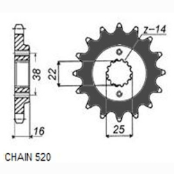 SUNSTAR SUNF389-14 zębów zębatka napędowa PRZÓD JTF736.14 sklep motocyklowy MOTORUS.PL