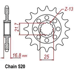 SUNSTAR SUNF3D4-16 zębów zębatka napędowa PRZÓD sklep motocyklowy MOTORUS.PL