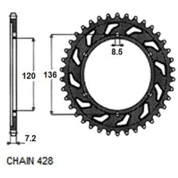 SUNSTAR SUNR1-2502-57 zębów zębatka napędzana TYŁ JTR1847.57 sklep motocyklowy MOTORUS.PL